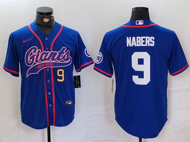 Men New York Giants #9 Nabers Blue Joint Name 2024 Nike Limited NFL Jersey style 2->more jerseys->NBA Jersey